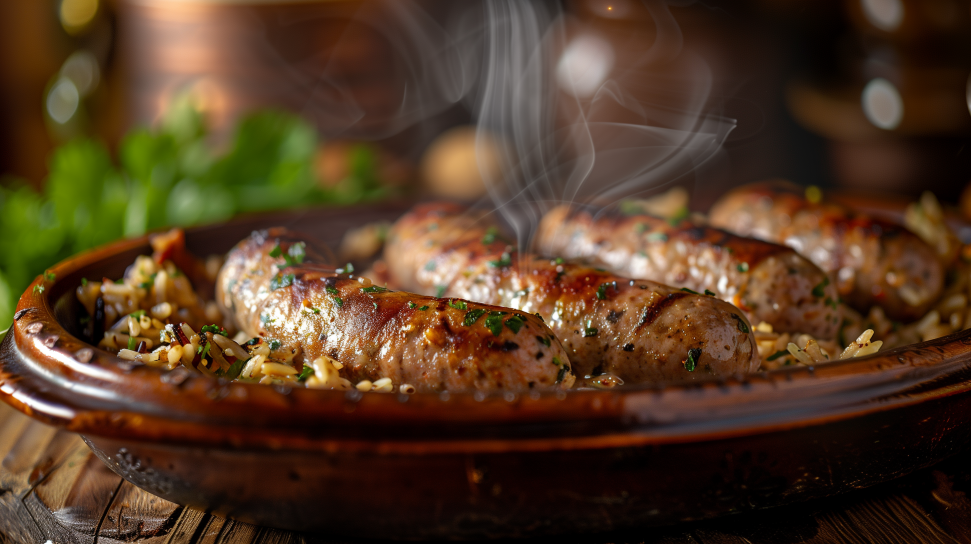 Moose Sausage with Wild Rice Stuffing