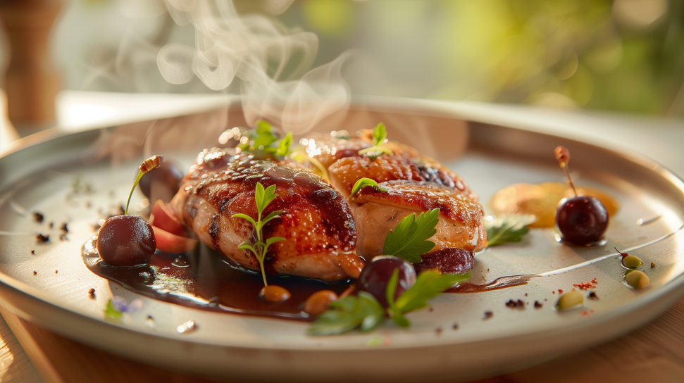 Pan-Seared Dove with Cherry Gastrique