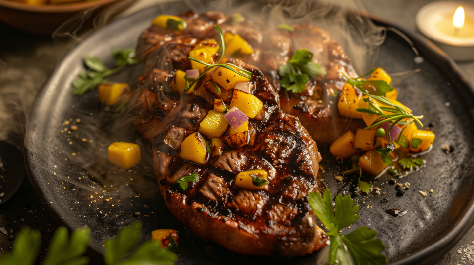 Grilled Alligator Steaks with Mango Salsa