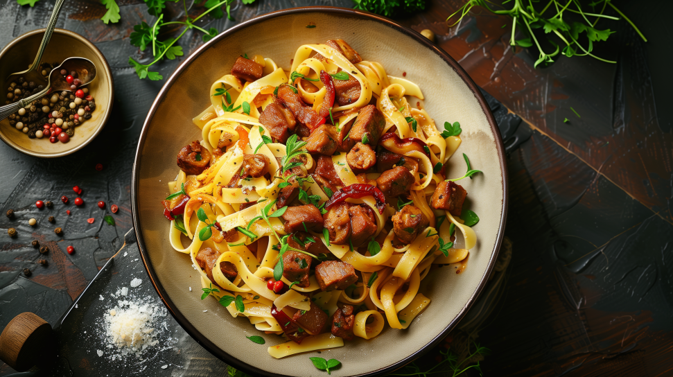 Alligator and Andouille Pasta